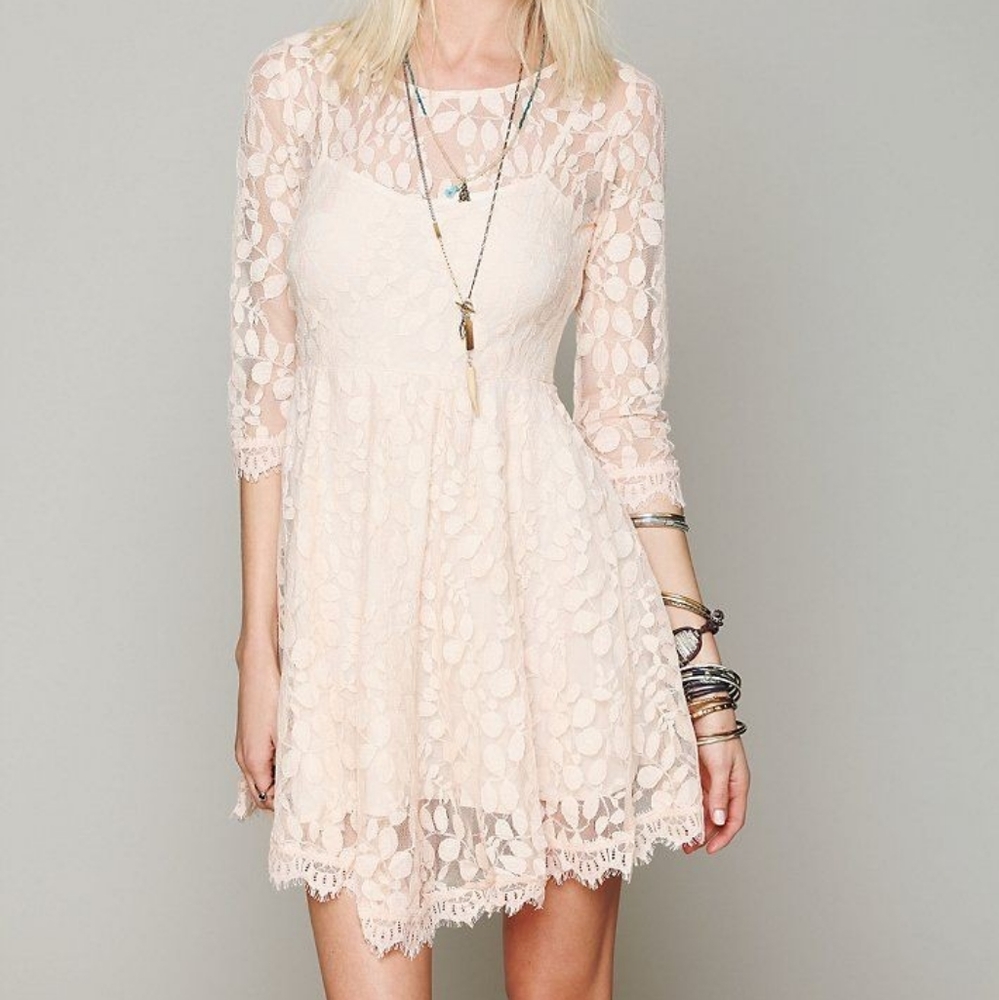 Free People blush pink lace dress